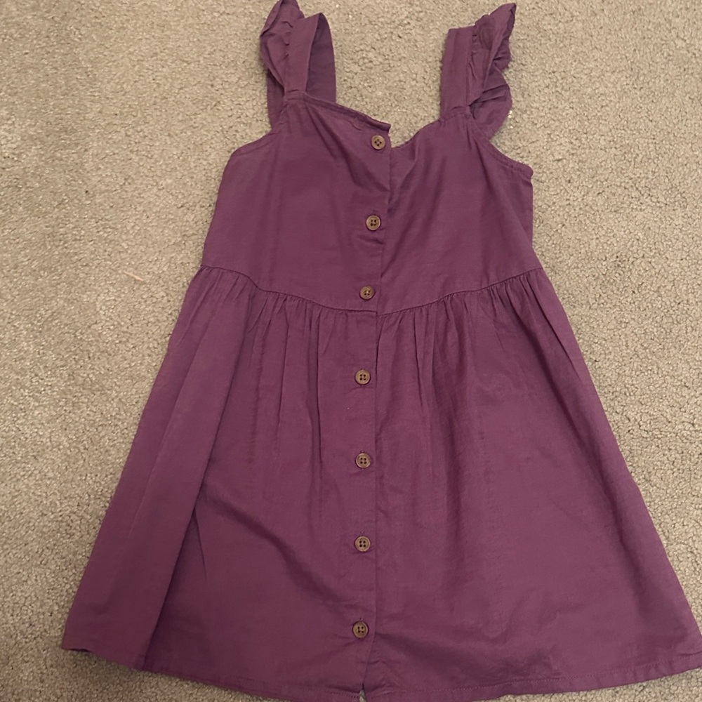 H&M Girls Plum Button-Front Sundress with Ruffle Straps